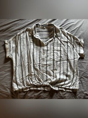 Madewell Striped Button Front Tie Waist Top Size Medium